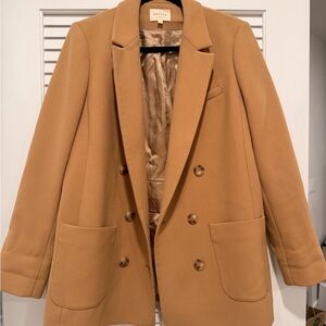 Sezane Beige Double-Breasted Women's Blazer